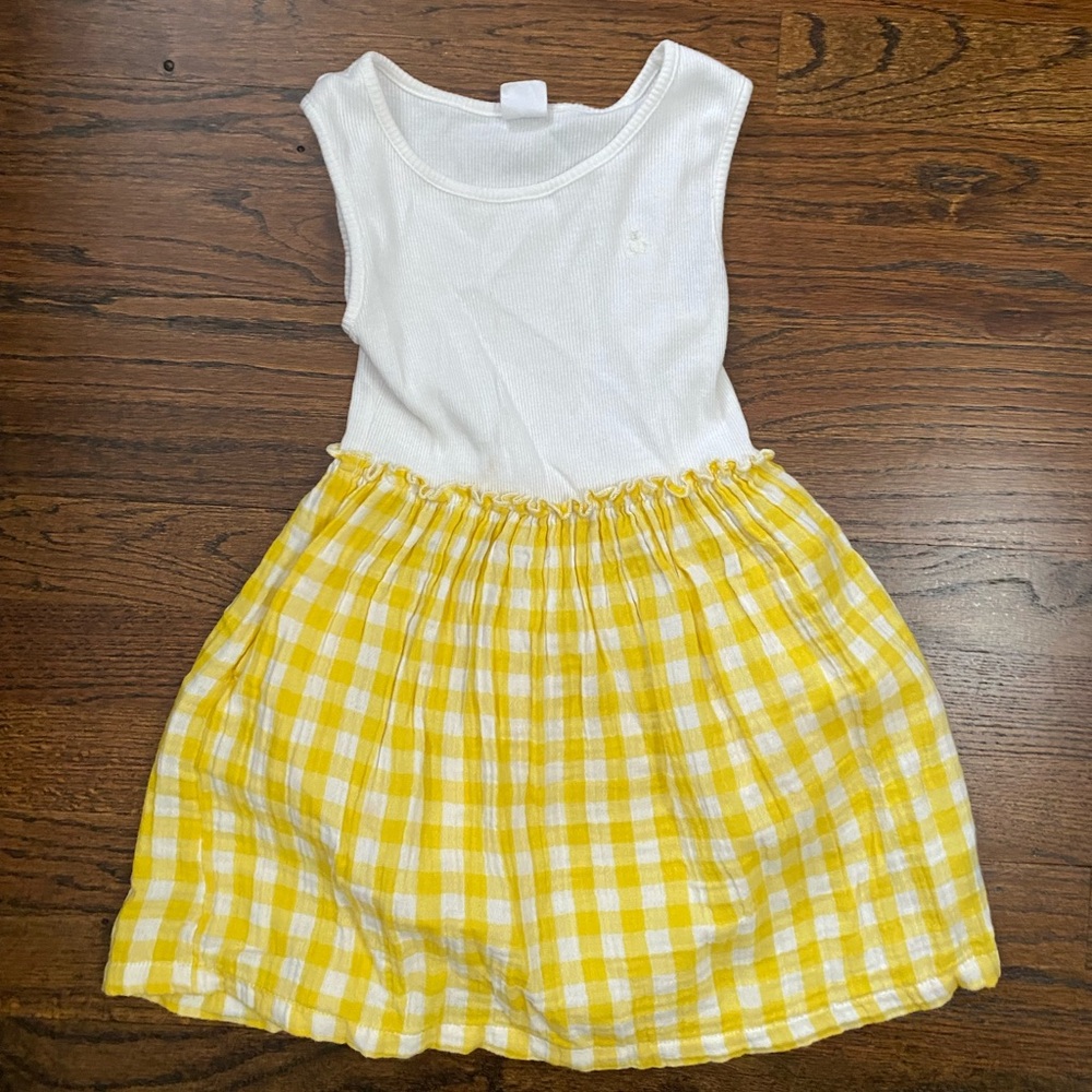 Baby GAP- 100% cotton toddler Girls 4yrs White Yellow Gingham Skirt Dress PLAY